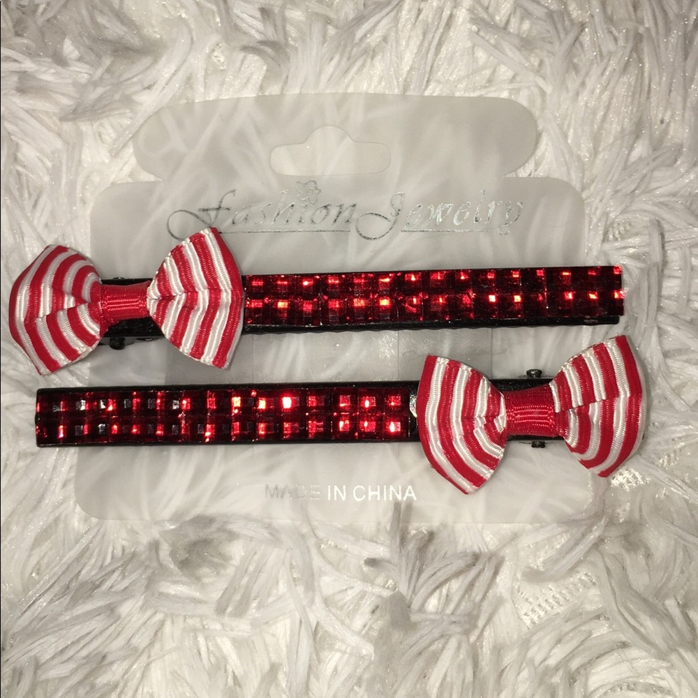 Red & White Hair clips
